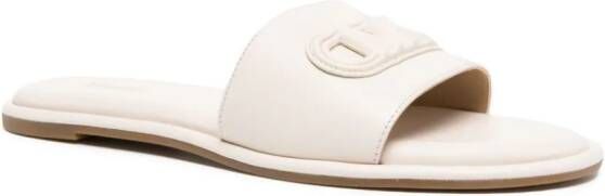 Michael Kors Saylor logo-plaque leather sandals White