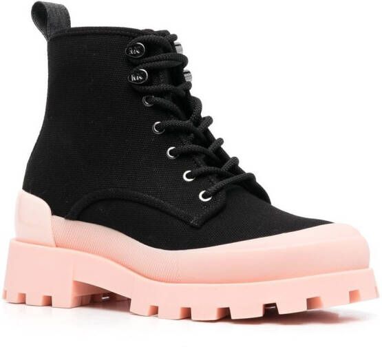 Michael Kors two-tone lace-up boots Black