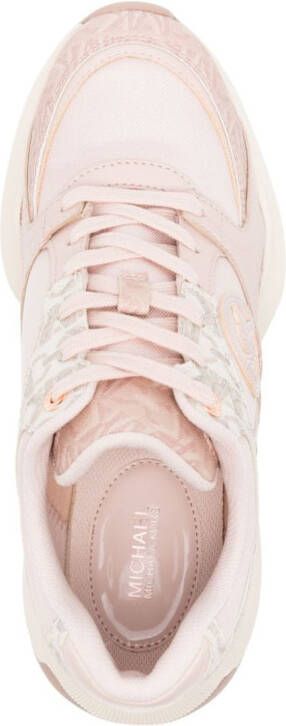 Michael Kors Zuma gold-tone logo-plaque leather sneakers Pink