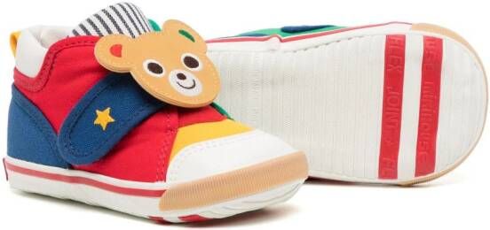 Miki House bear-motif touch-strap sneakers White