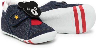 Miki House bear-patch detail sneakers Blue