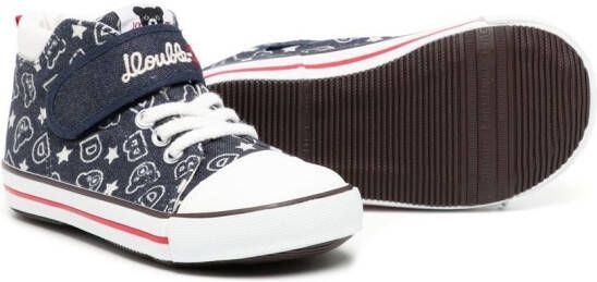Miki House bear-print high-top sneakers Blue