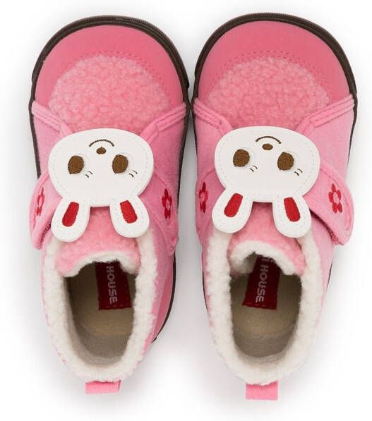 Miki House bunny-embellished sneakers Pink
