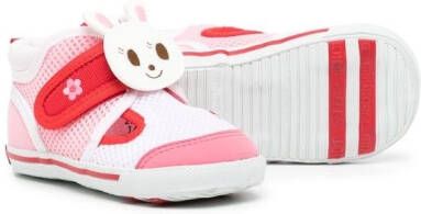 Miki House Bunny embellished touch-strap sneakers Pink