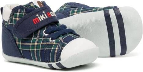 Miki House check-print touch-strap sneakers Blue