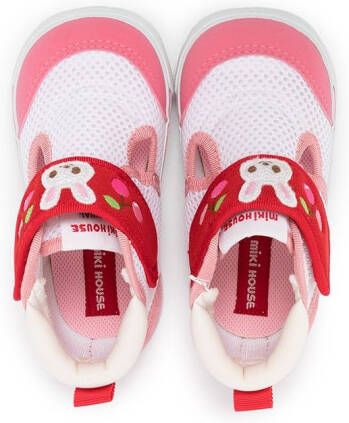 Miki House embroidered-bunny sneakers Pink