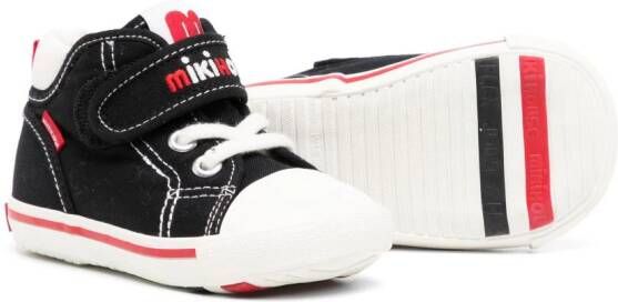 Miki House embroidered-logo touch-strap sneakers Black