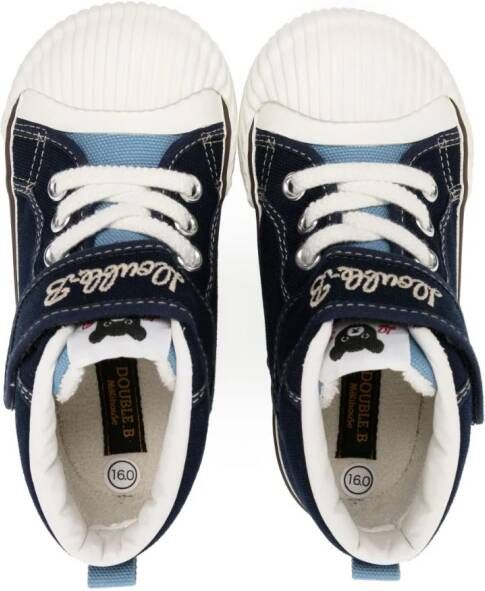 Miki House embroidered-logo touch-strap sneakers Blue
