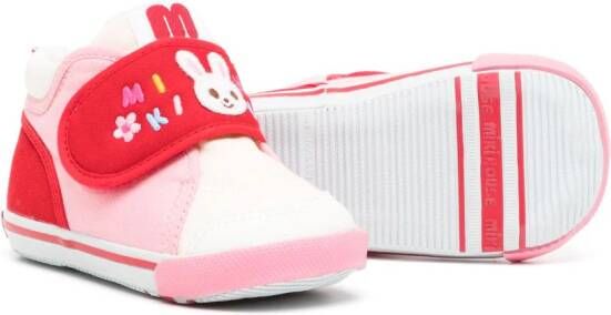 Miki House embroidered-logo touch-strap sneakers Pink