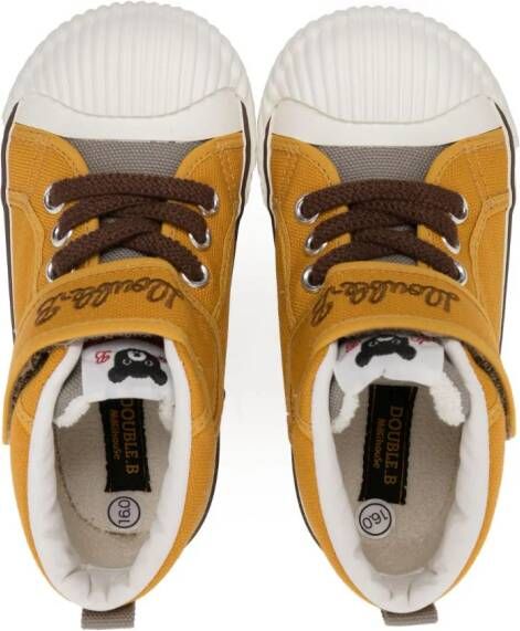 Miki House embroidered-logo touch-strap sneakers Yellow
