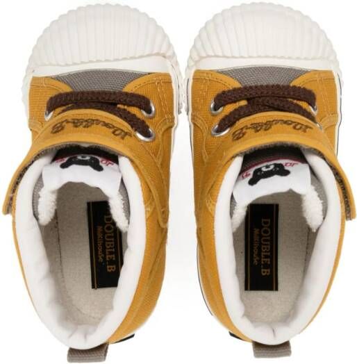 Miki House embroidered-logo touch-strap sneakers Yellow