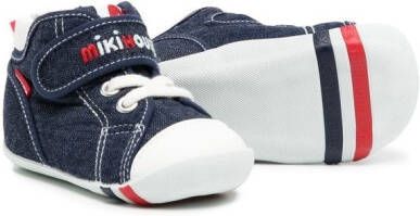 Miki House logo-embroidered denim sneakers Blue
