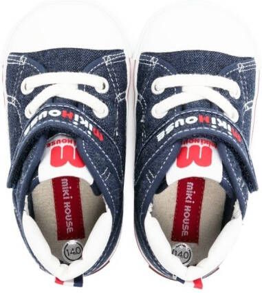 Miki House logo-embroidered high-top sneakers Blue