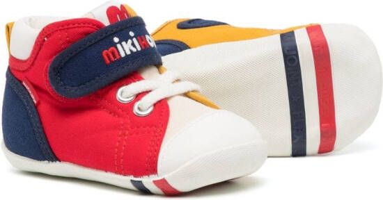 Miki House logo-embroidered touch-strap sneakers Blue