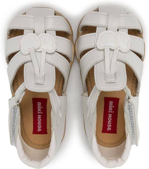 Miki House plaited touch-strap sandals White