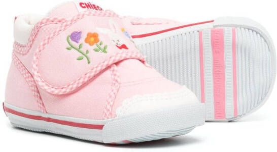Miki House Rabbit embroidery sneakers Pink