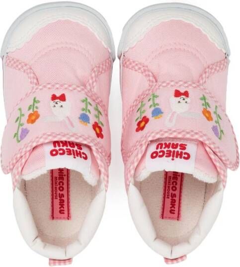 Miki House Rabbit embroidery sneakers Pink