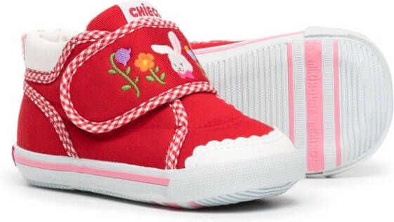 Miki House Rabbit embroidery sneakers Red