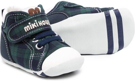 Miki House tartan touch-strap sneakers Blue