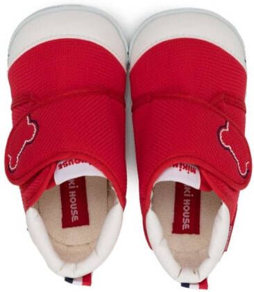 Miki House touch-strap cotton trainers Red