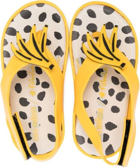 Mini Melissa banana-patch slingback sandals Yellow