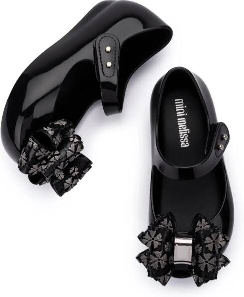Mini Melissa bow-detail ballerina shoes Black