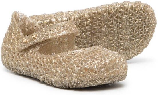 Mini Melissa cut-out design ballerina shoes Gold