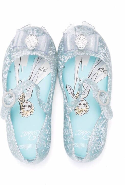 Mini Melissa Elsa-print glittered ballerina shoes Blue