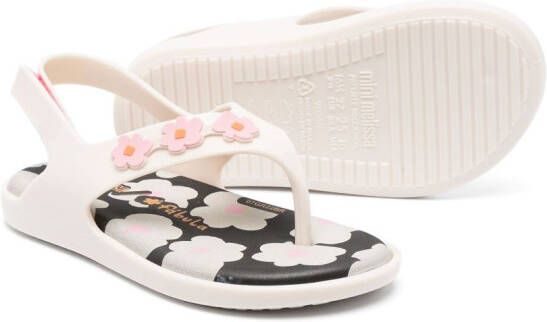 Mini Melissa floral-print open-toe sandals Neutrals
