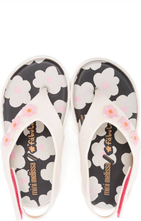 Mini Melissa floral-print open-toe sandals Neutrals