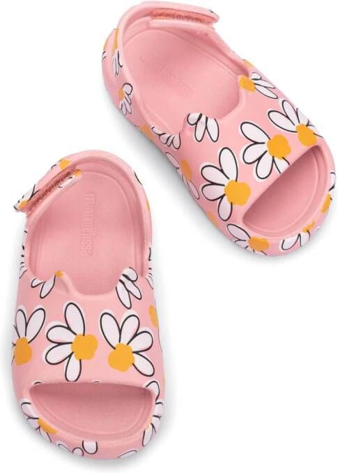Mini Melissa floral-print sandals Pink