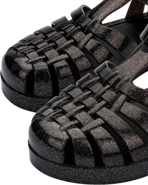 Mini Melissa glitter-detail jelly sandals Black