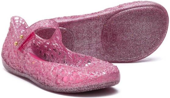 Mini Melissa glittered ballerina shoes Pink