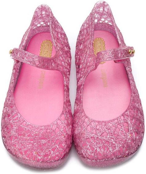 Mini Melissa glittered ballerina shoes Pink