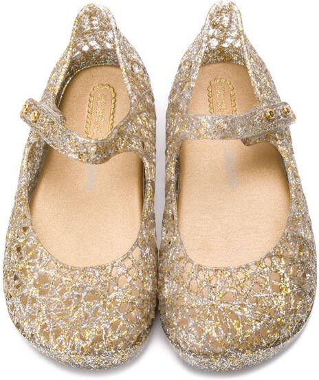 Mini Melissa glittered ballerina shoes Silver