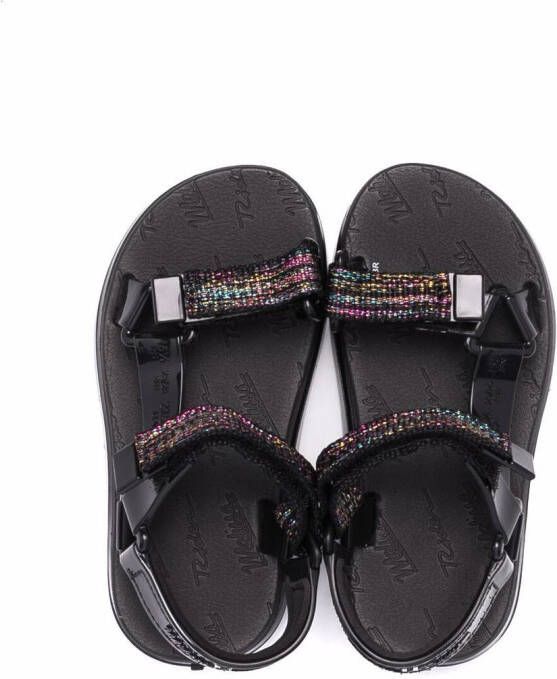 Mini Melissa metallic touch-strap sandals Black