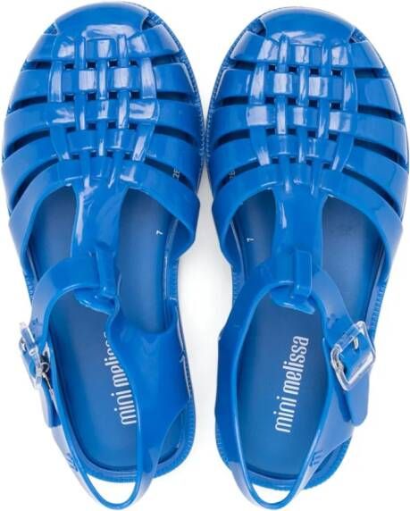 Mini Melissa round-toe buckled jelly shoes Blue