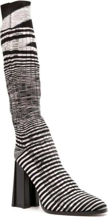 Missoni 115mm striped knitted boots Black