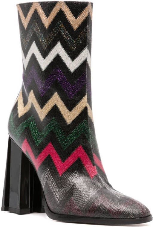 Missoni 115mm zigzag leather boots Black