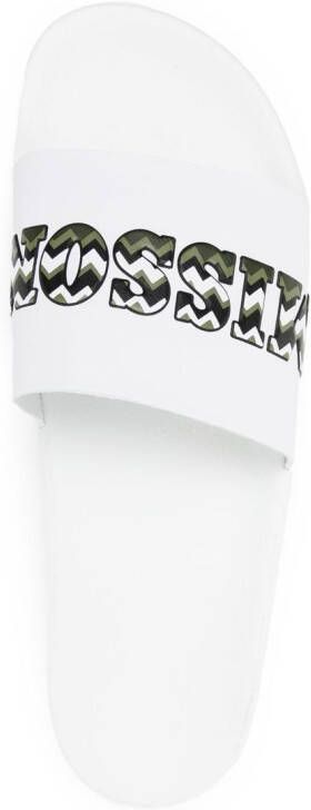 Missoni embossed logo-print sliders White