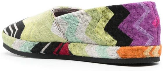 Missoni Home zigzag-motif slippers Green