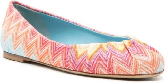 Missoni Iris Wave-knit ballerina shoes Pink