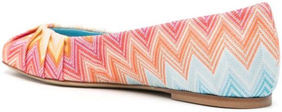 Missoni Iris Wave-knit ballerina shoes Pink