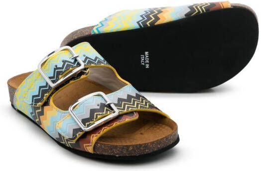 Missoni Kids double-buckle slip-on sandals Blue