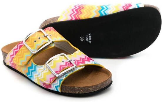 Missoni Kids double-buckle slip-on sandals Yellow