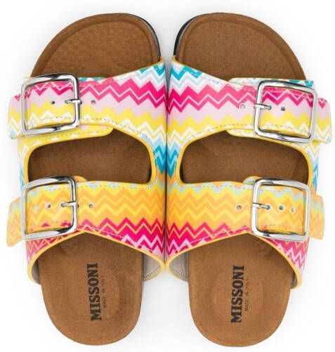 Missoni Kids double-buckle slip-on sandals Yellow