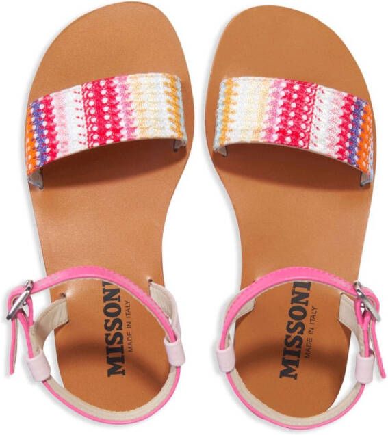 Missoni Kids patterned-knit flat sandals Pink