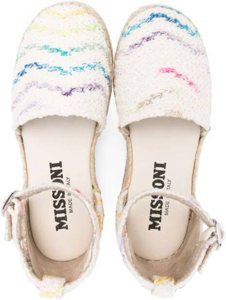 Missoni Kids stripe-embroidered sandals Neutrals