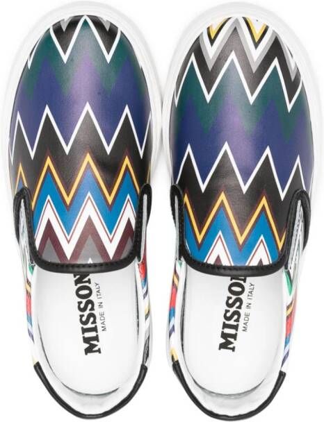 Missoni Kids zigzag-print slip-on sneakers White