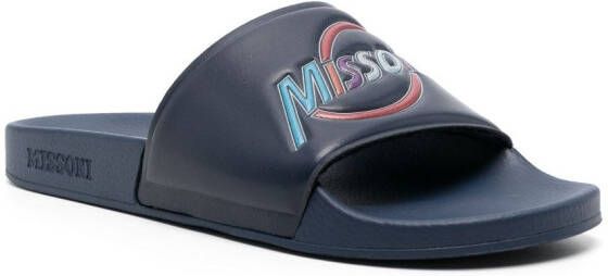 Missoni logo-debossed strap slides Blue